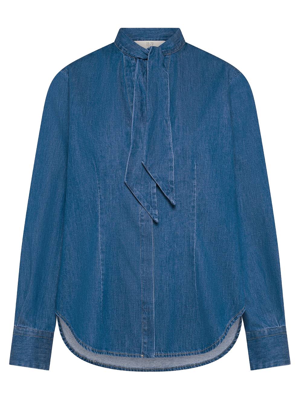 19.70 Camicia in cotone effetto denim con fiocco
