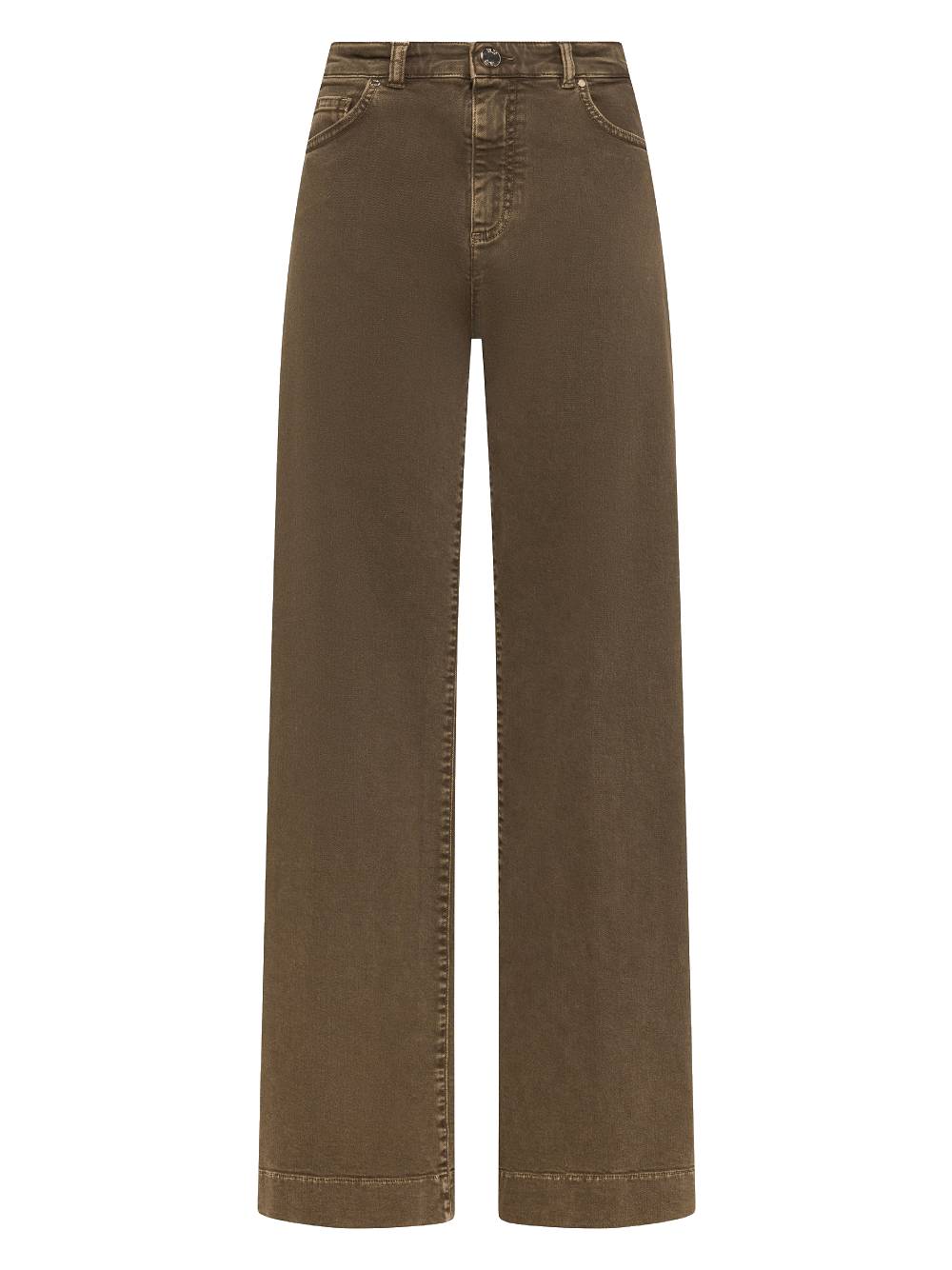 19.70 Pantaloni palazzo marroni in cotone elasticizzato