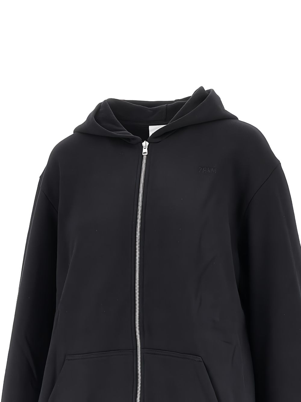 7 FOR ALL MANKIND Felpa oversize con cappuccio nera in cotone