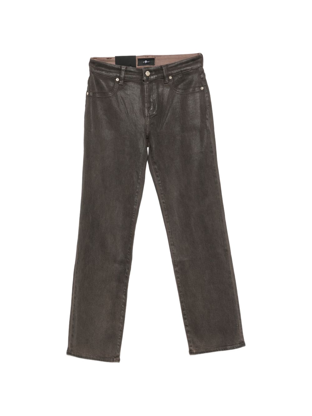 7 FOR ALL MANKIND Calie Straight jeans marroni in denim effetto pelle