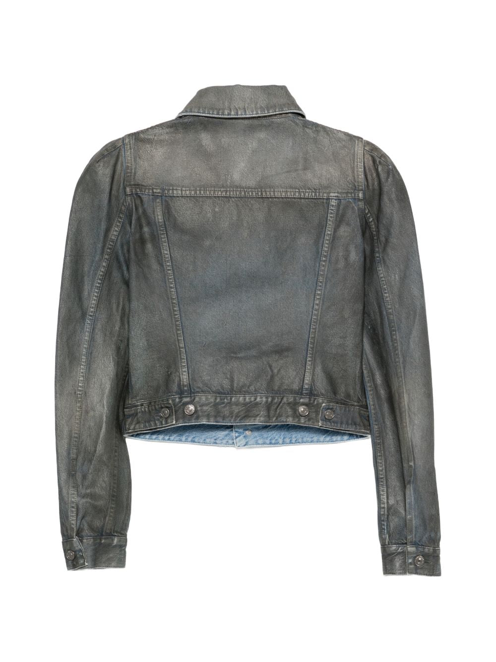 7 FOR ALL MANKIND Giacca cropped in denim con maniche a sbuffo