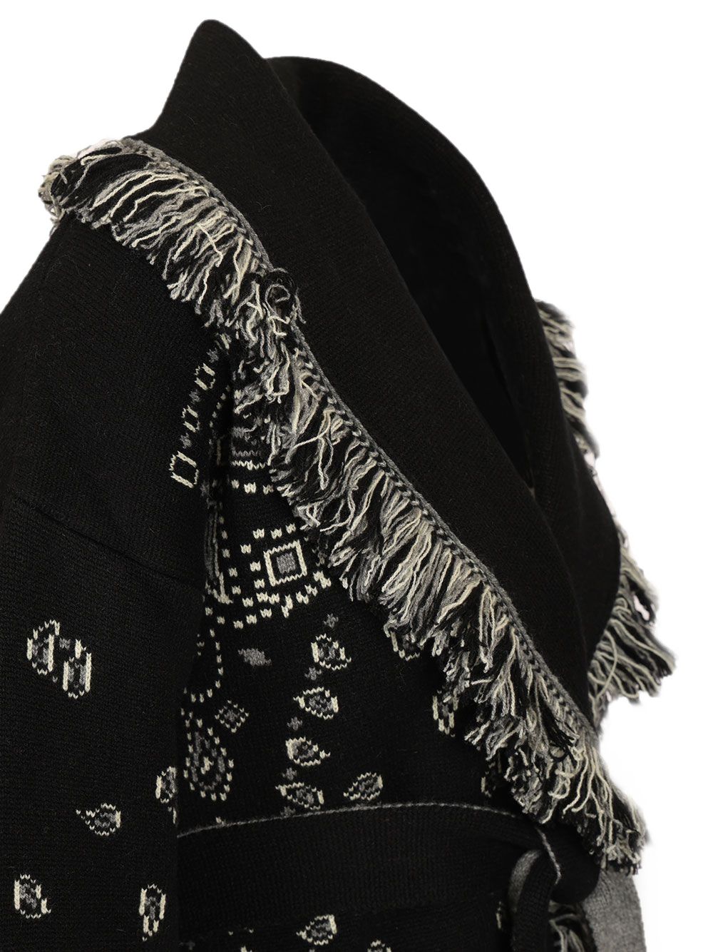 ALANUI Cardigan in puro cashmere nero con motivo jacquard bandana