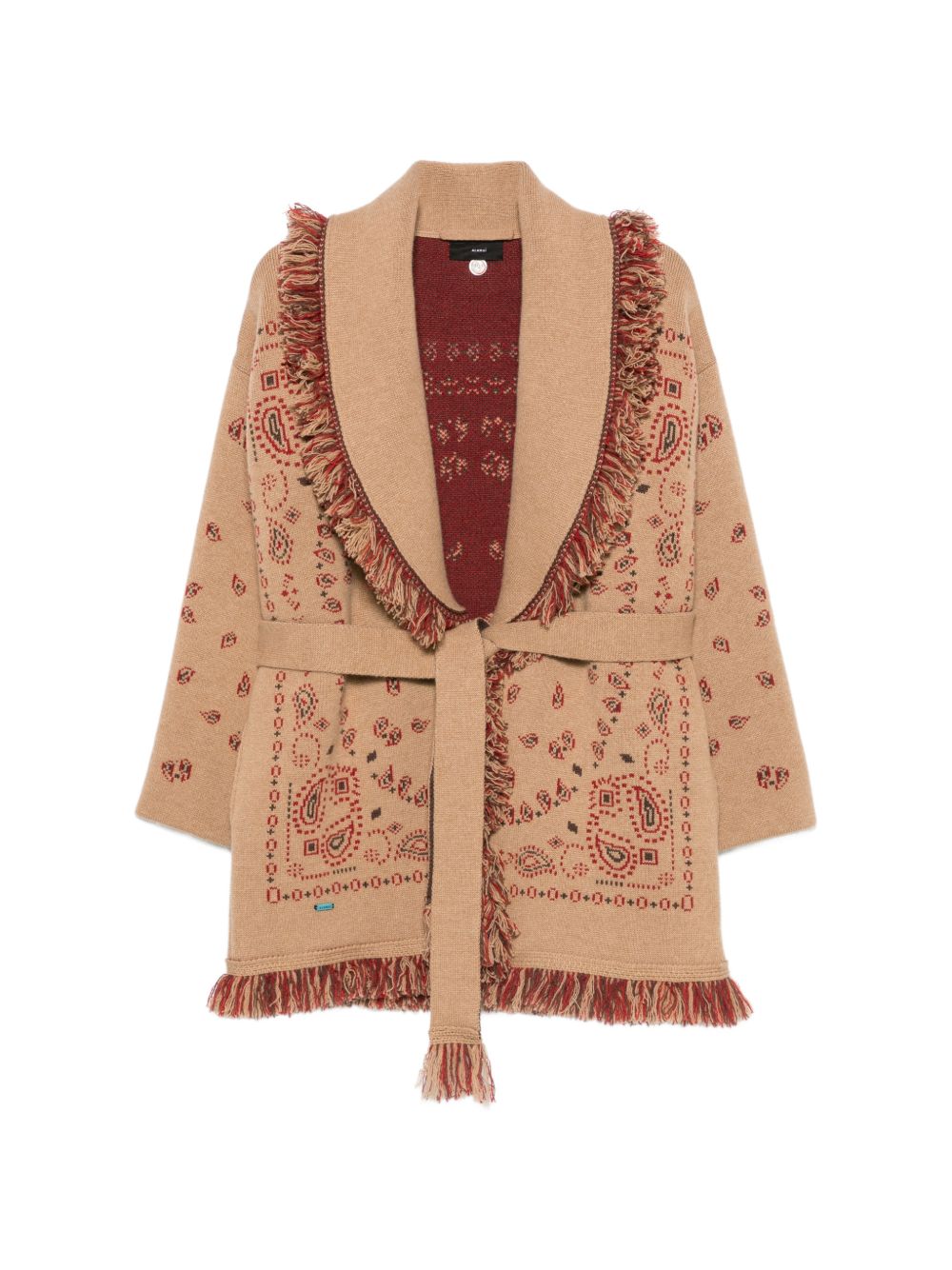 ALANUI Cardigan in puro cashmere con motivo jacquard bandana
