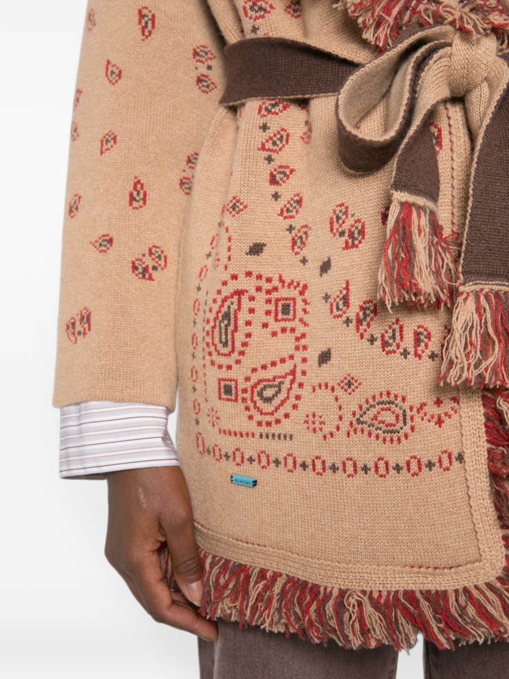 ALANUI Cardigan in puro cashmere con motivo jacquard bandana