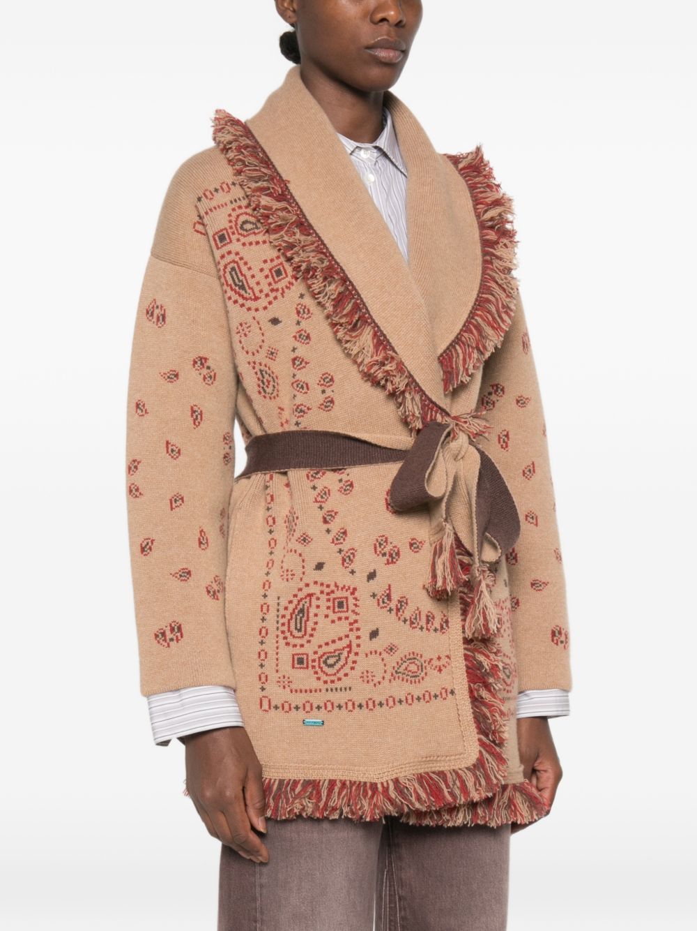 ALANUI Cardigan in puro cashmere con motivo jacquard bandana