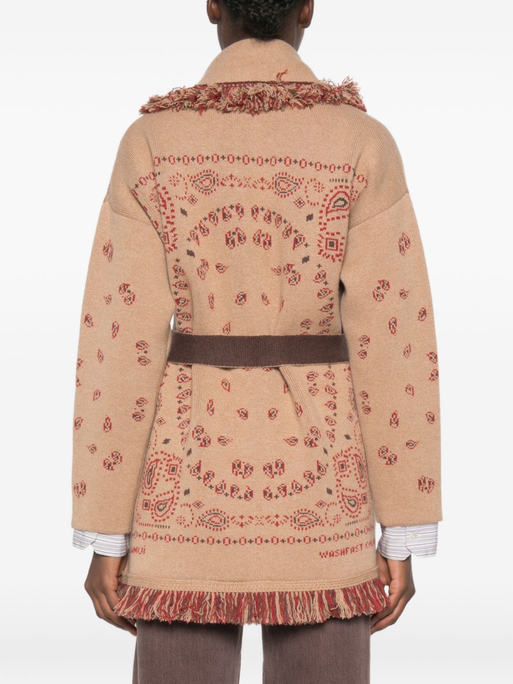 ALANUI Cardigan in puro cashmere con motivo jacquard bandana