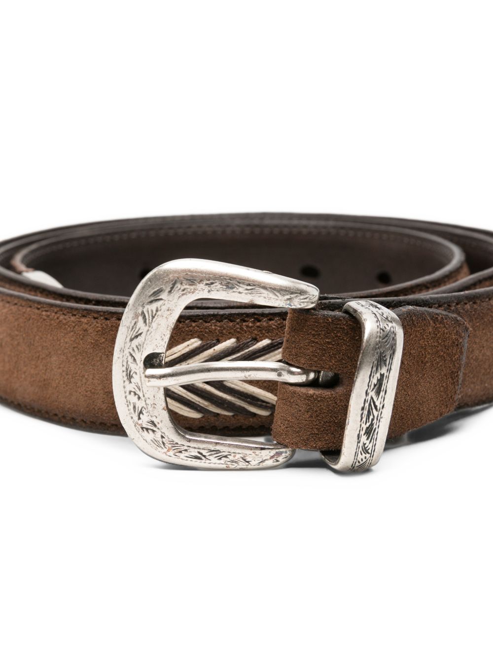 ALBERTO LUTI <BR/>Cintura in pelle marrone con hardware argento