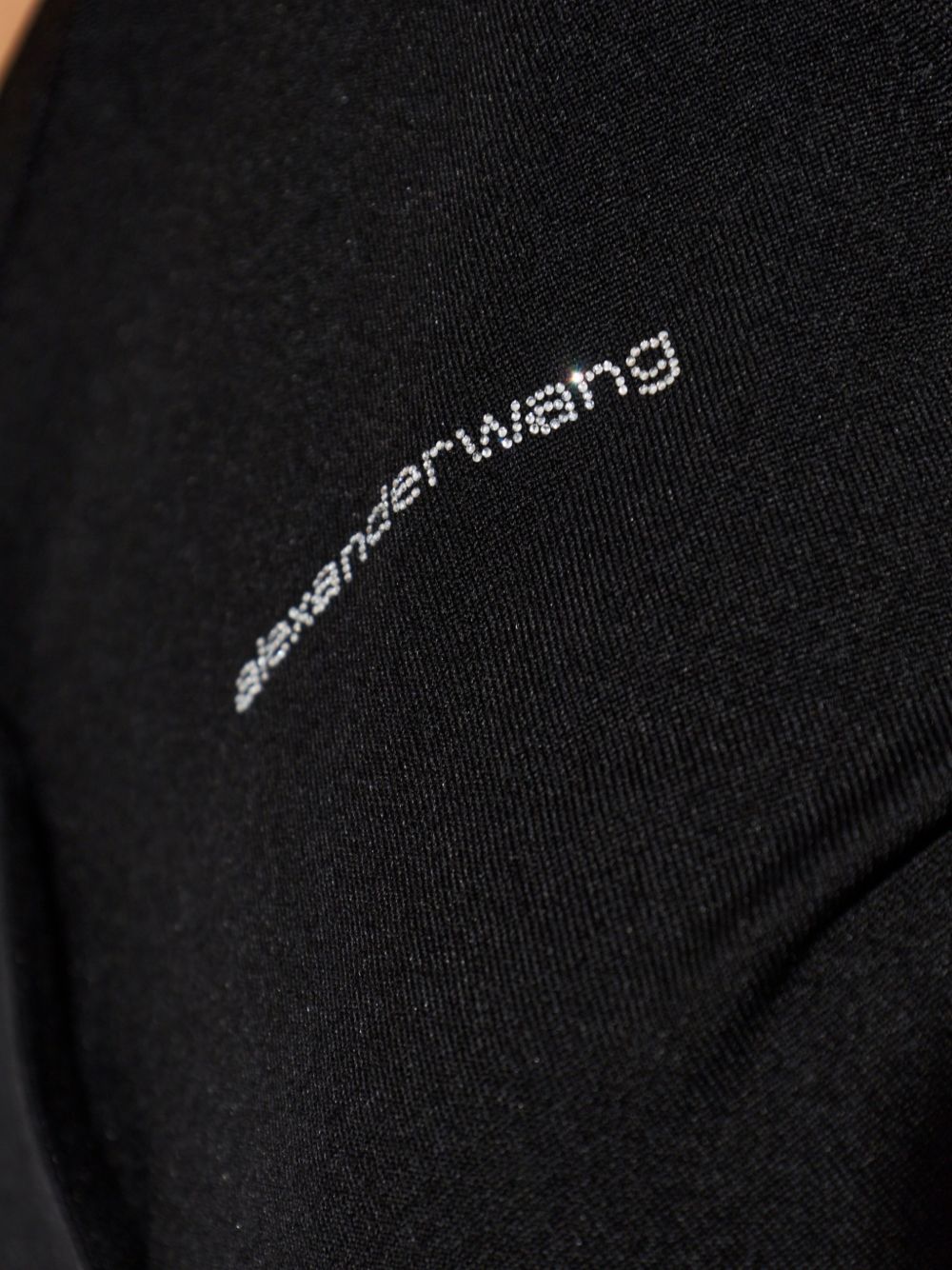 ALEXANDER WANG Cardigan nero slim con dettaglio strass sul logo