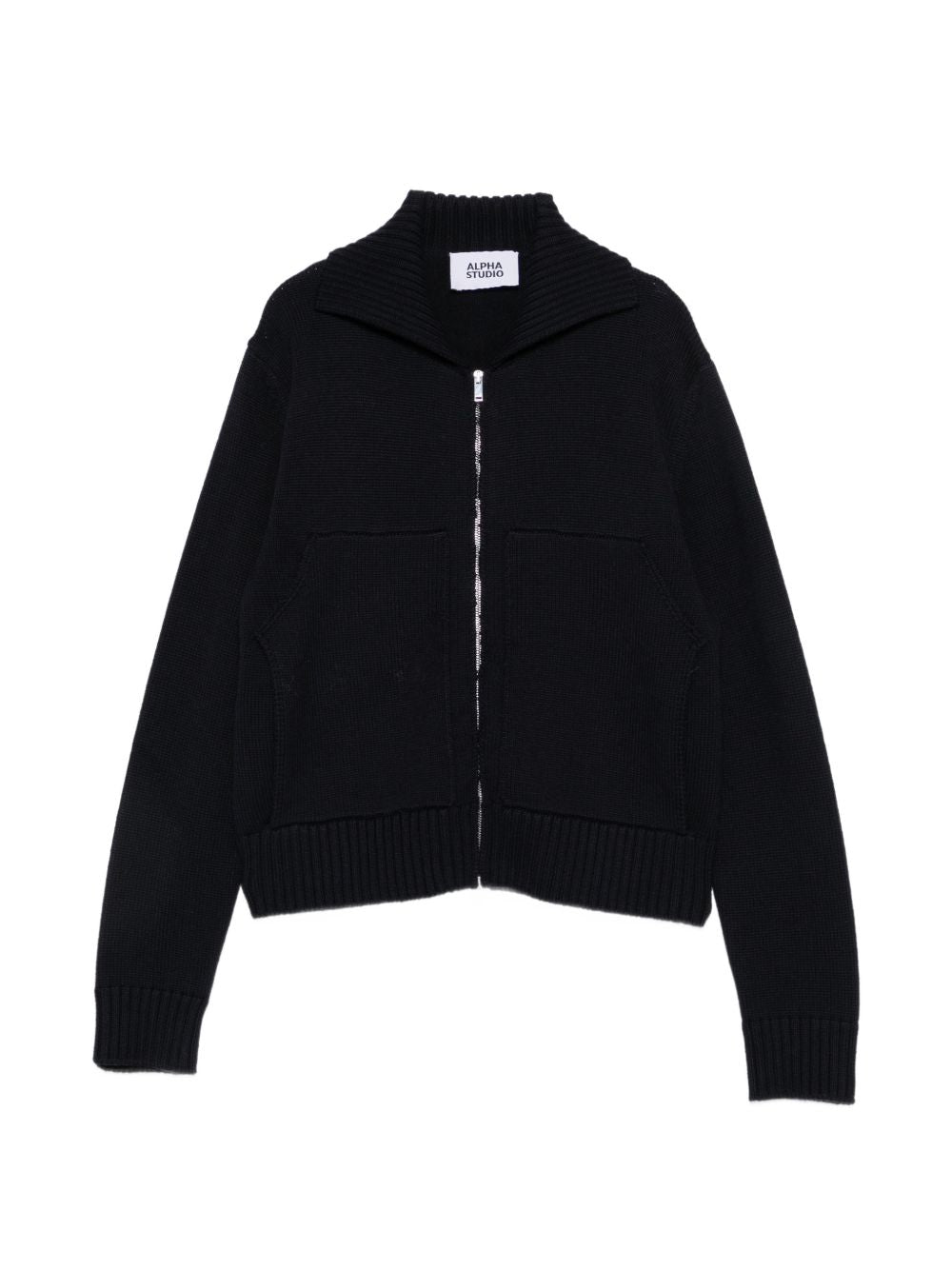ALPHA STUDIO Cardigan con zip in lana blu