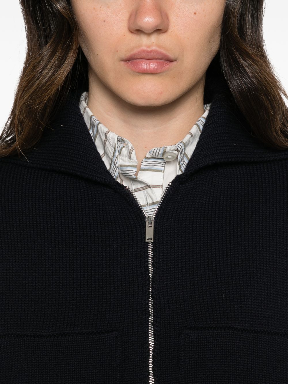 ALPHA STUDIO Cardigan con zip in lana blu
