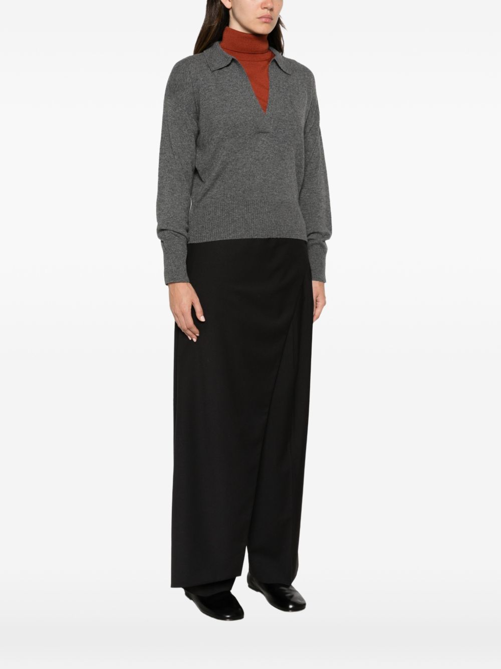 ALPHA STUDIO Polo in lana misto cashmere grigia