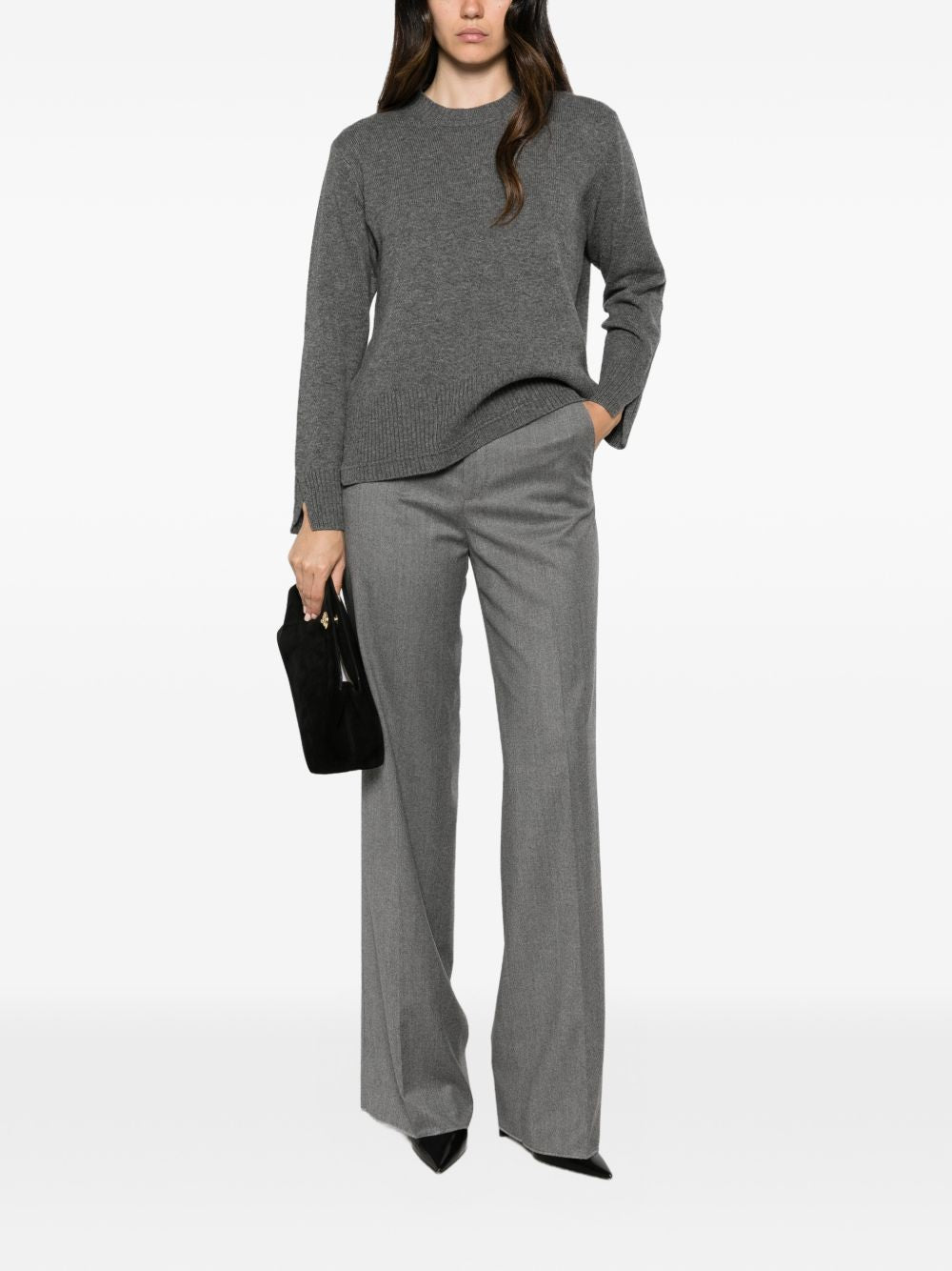 ALPHA STUDIO Maglia girocollo grigia in lana misto cashmere