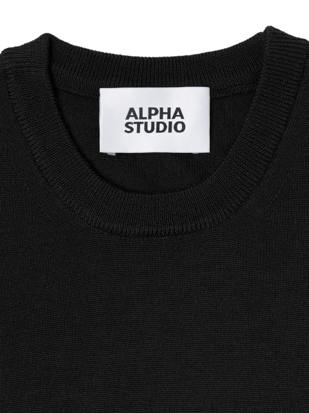ALPHA STUDIO Maglia nera in lana girocollo