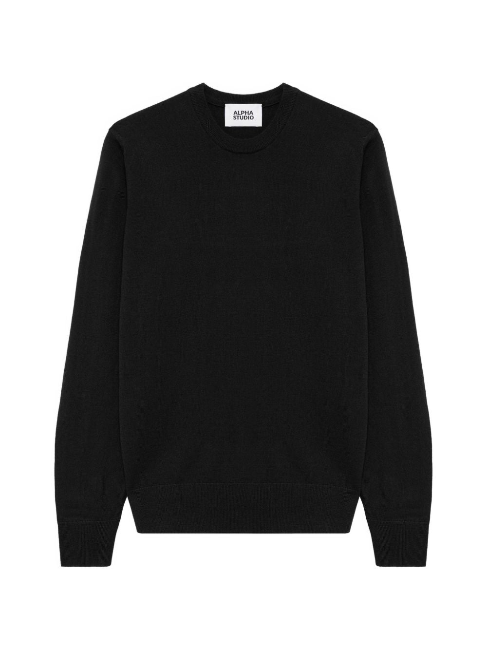 ALPHA STUDIO Maglia nera in lana girocollo