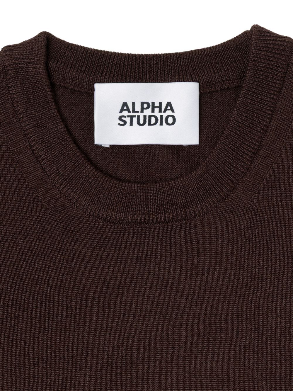 ALPHA STUDIO Maglia marrone in lana girocollo