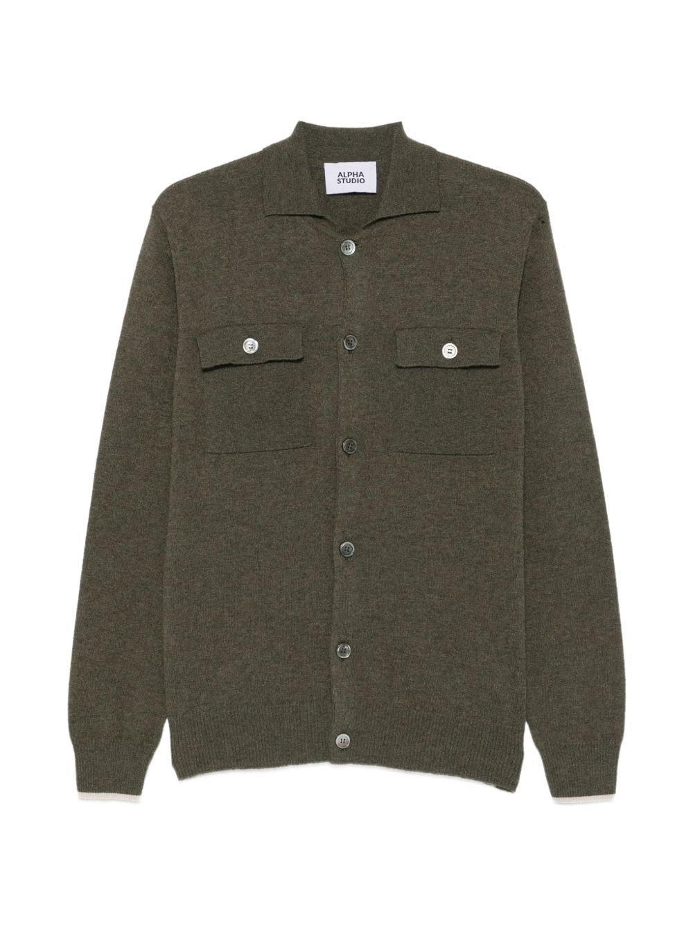 ALPHA STUDIO Camicia in maglia verde scuro