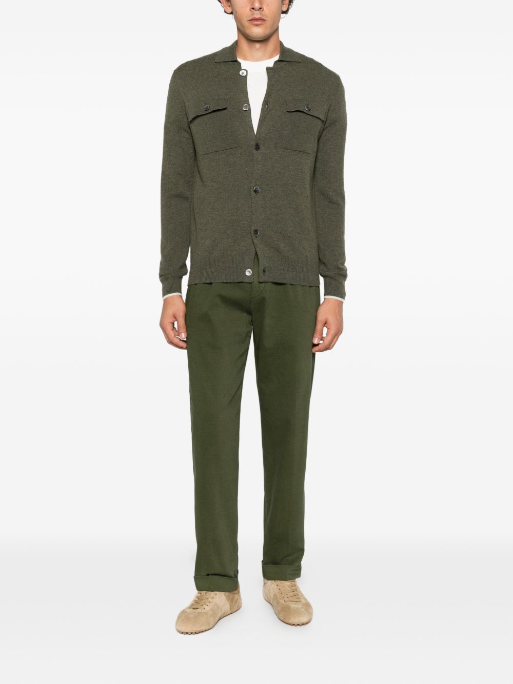 ALPHA STUDIO Camicia in maglia verde scuro