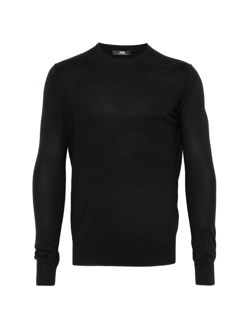 ALPHA STUDIO Maglia nera girocollo in seta misto cashmere