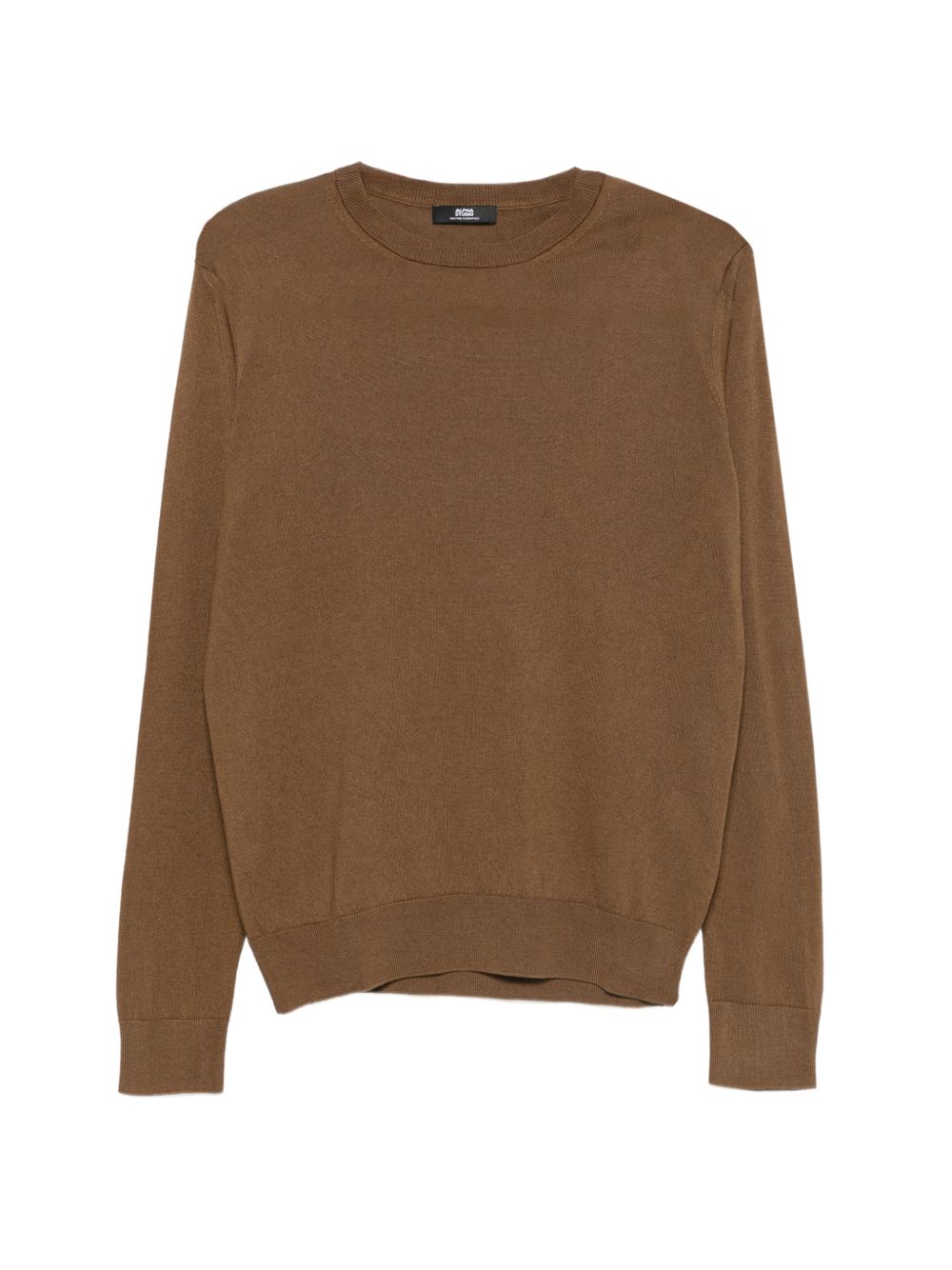 ALPHA STUDIO Maglia marrone girocollo in seta misto cashmere