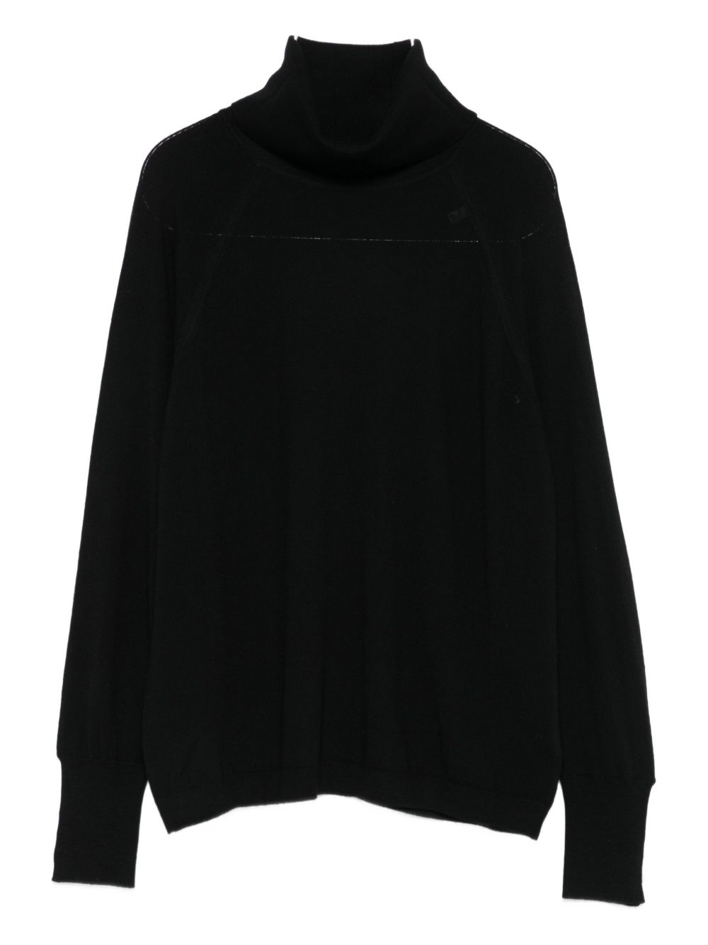 ALPHA STUDIO Maglia nera a collo alto in lana leggera