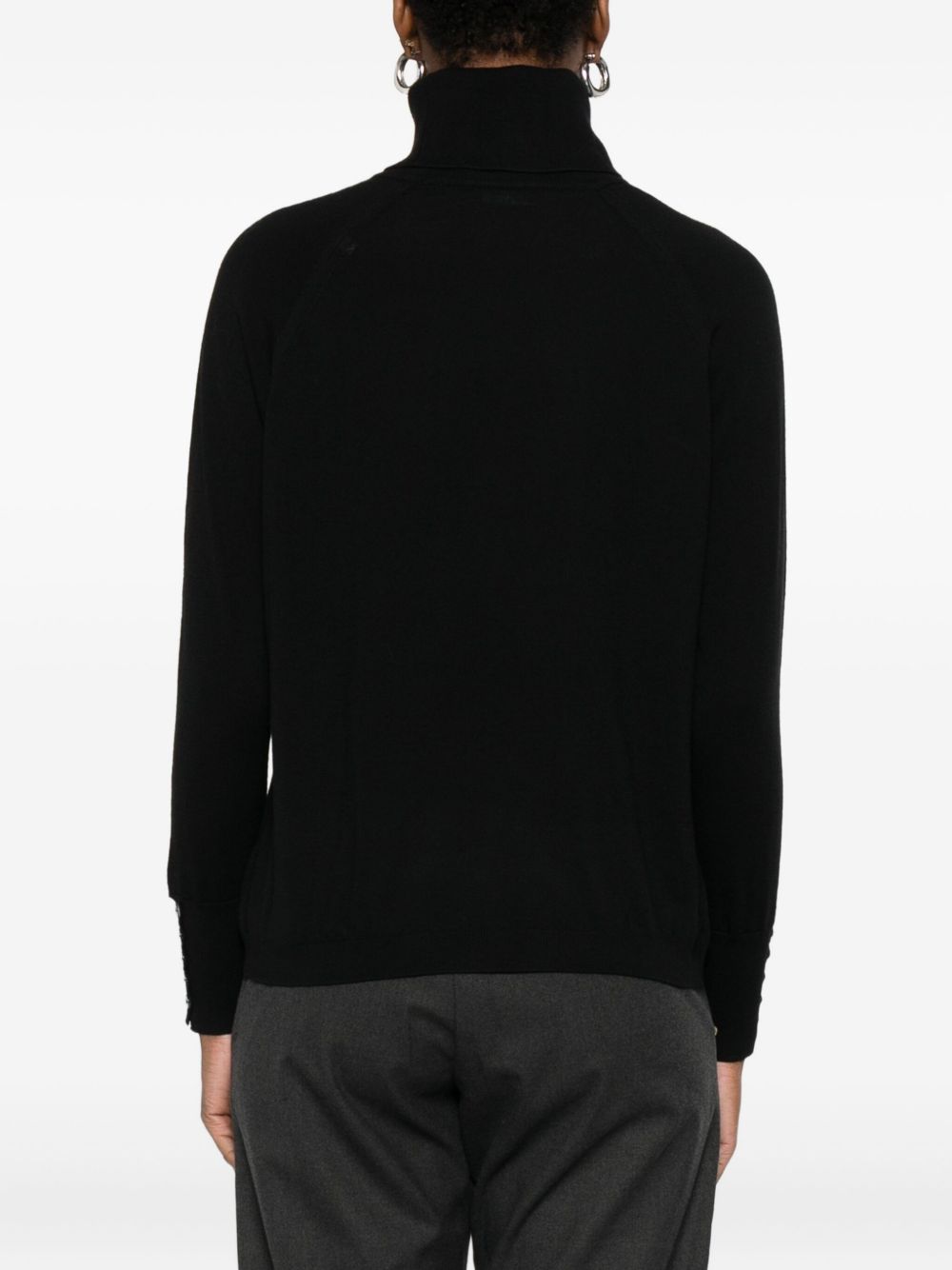 ALPHA STUDIO Maglia nera a collo alto in lana leggera