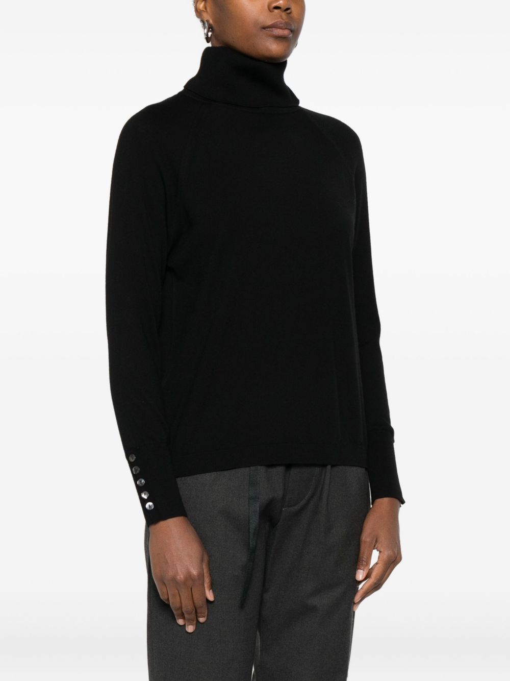 ALPHA STUDIO Maglia nera a collo alto in lana leggera
