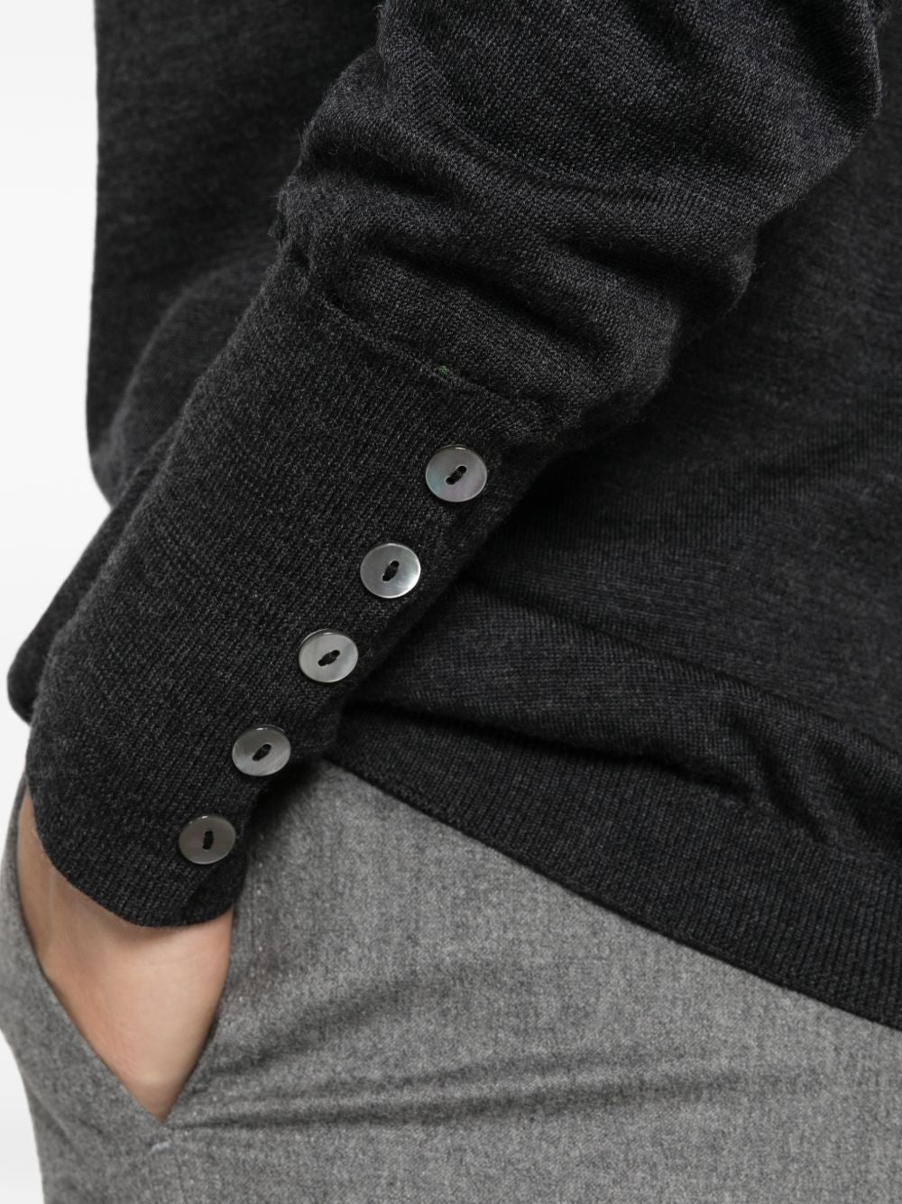 ALPHA STUDIO Maglia a collo alto in lana grigio scuro