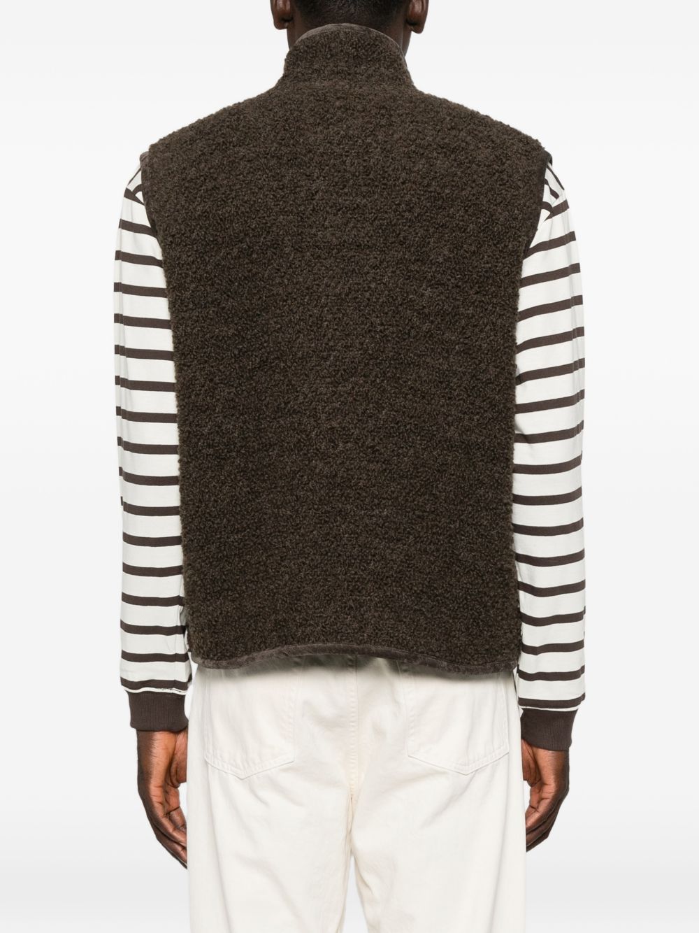 AMARANTO Gilet con cerniera marrone in lana