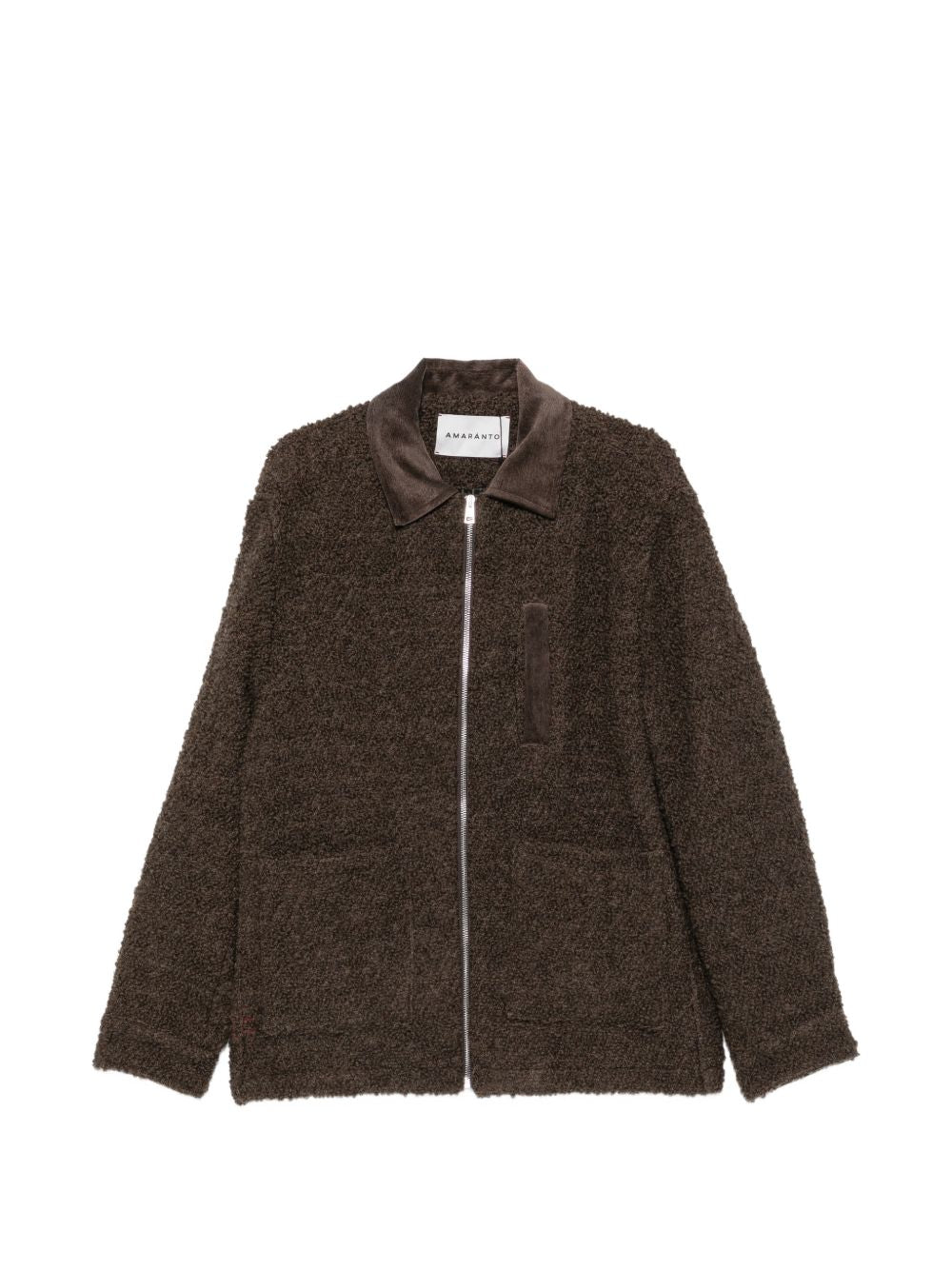 AMARANTO Giacca in lana marrone con zip