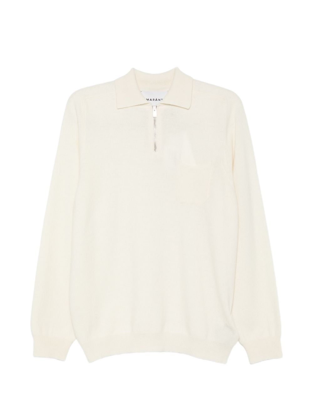 AMARANTO Polo bianca in lana con zip