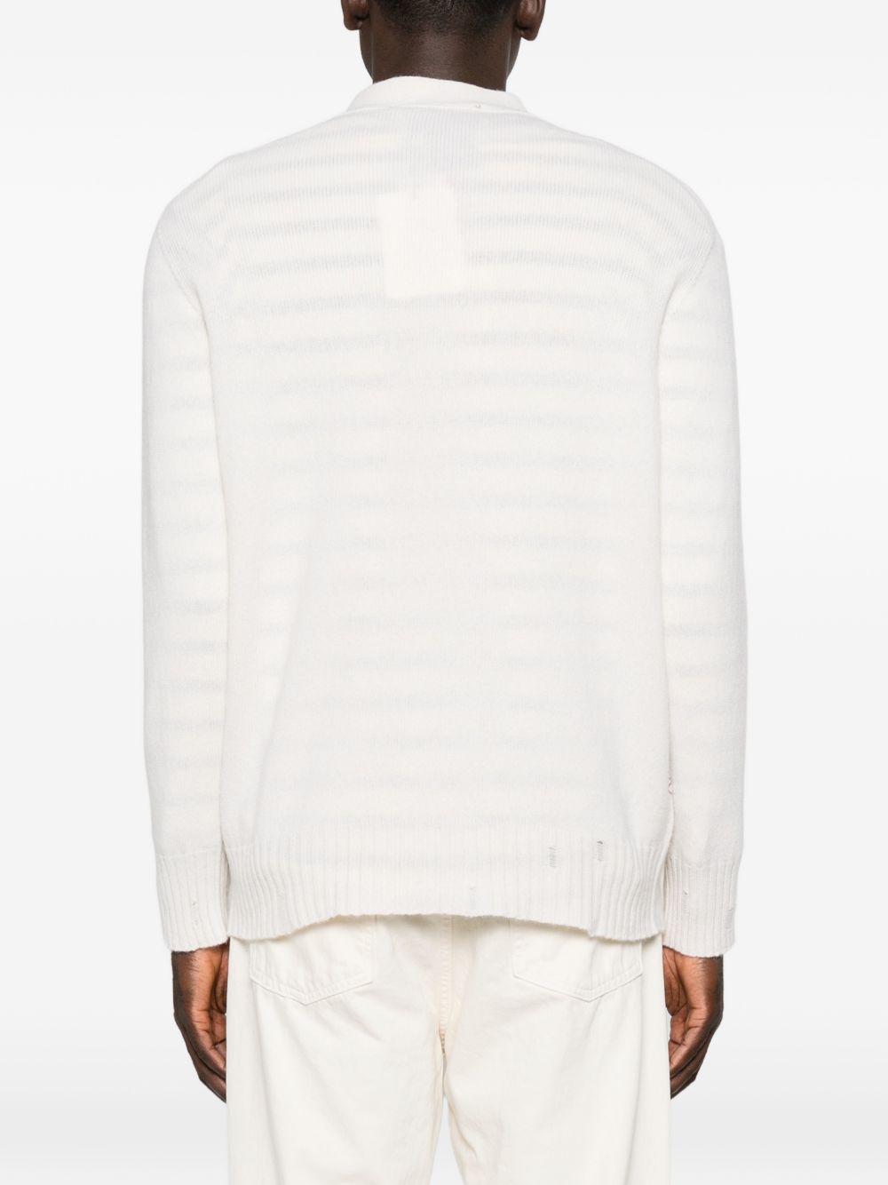 AMARANTO Cardigan in lana e cashmere panna