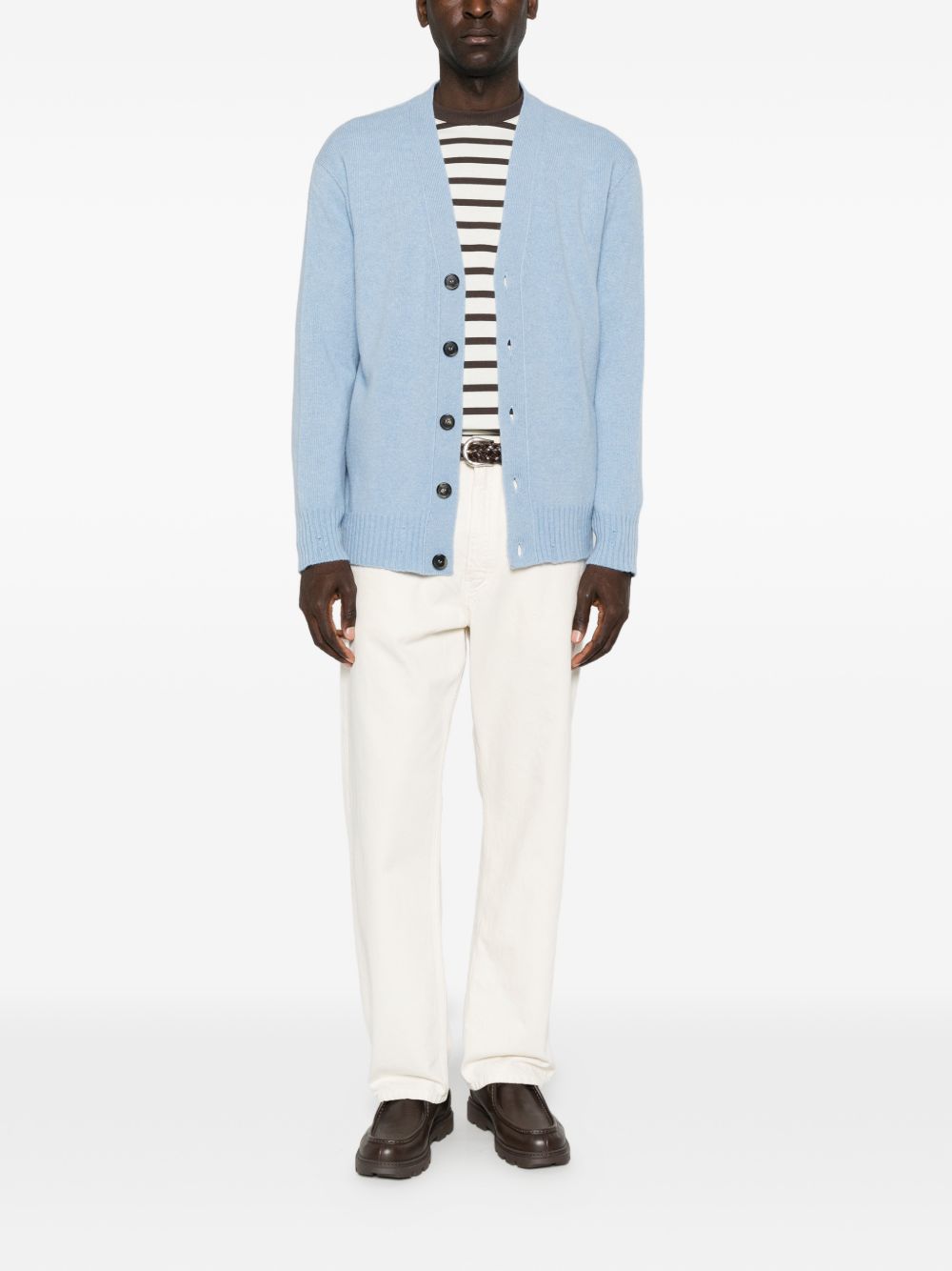 AMARANTO Cardigan in lana e cashmere azzurro
