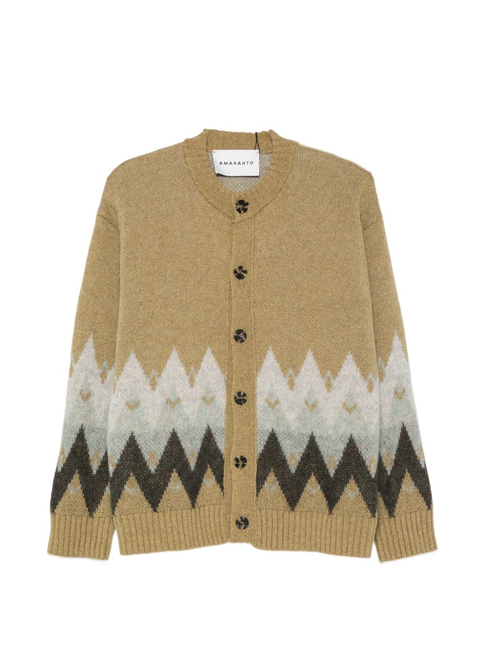 AMARANTO Cardigan in lana misto cotone con fantasia geometrica