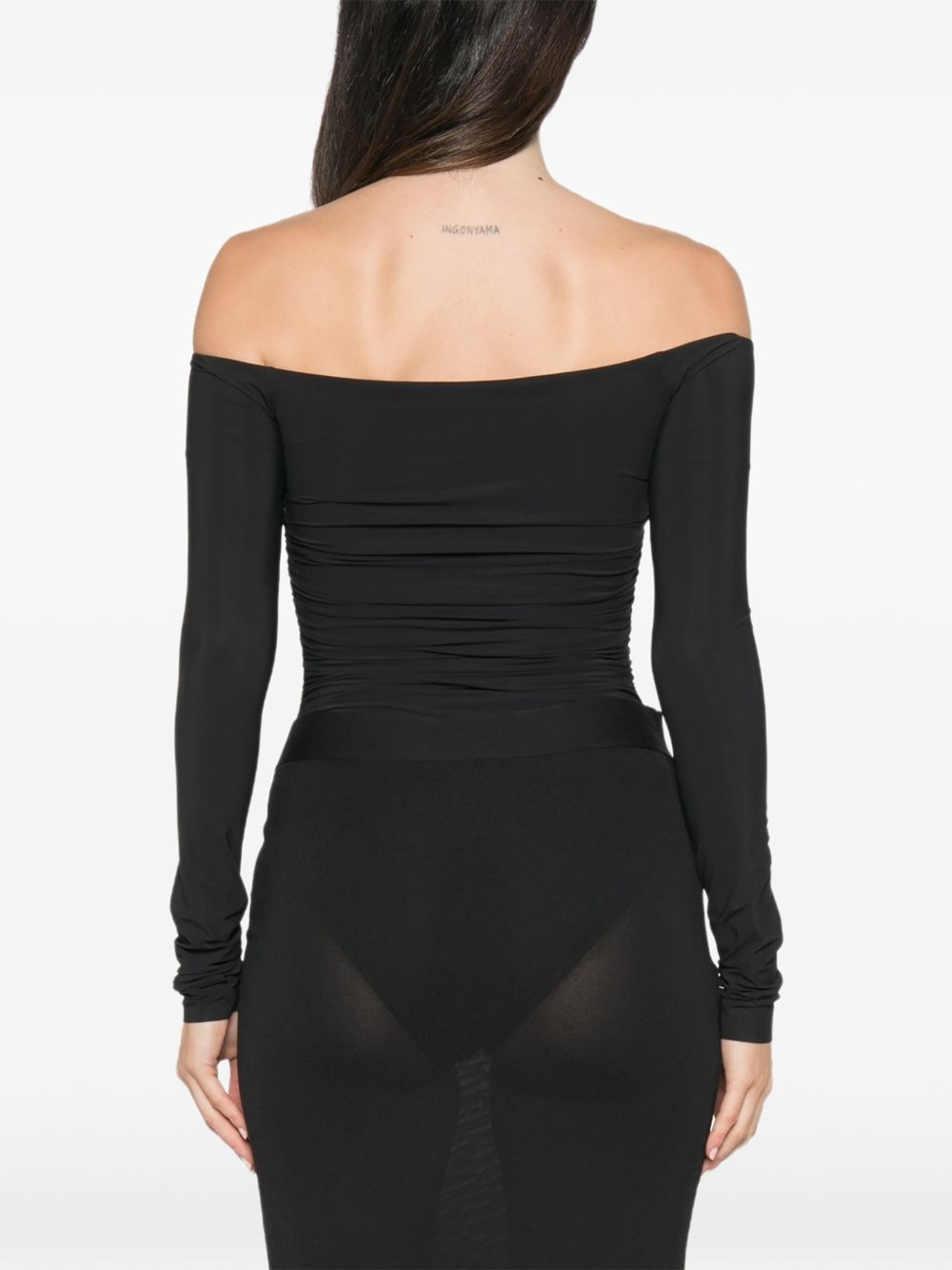 AMAZUIN Body Nero con Scollo Off-Shoulder