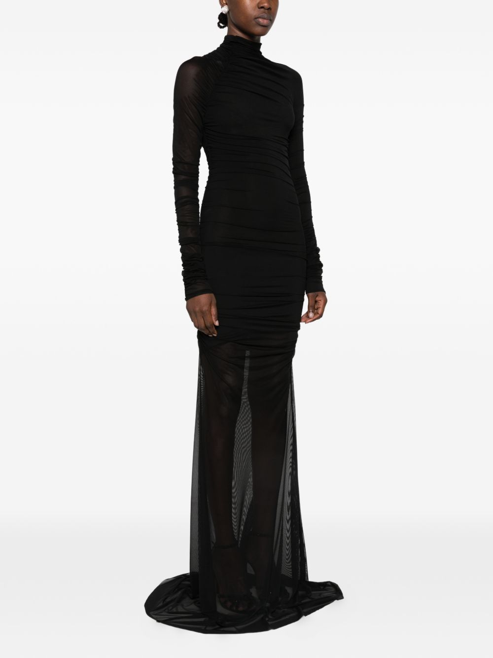AMAZUIN Abito Lungo Nero Sheer