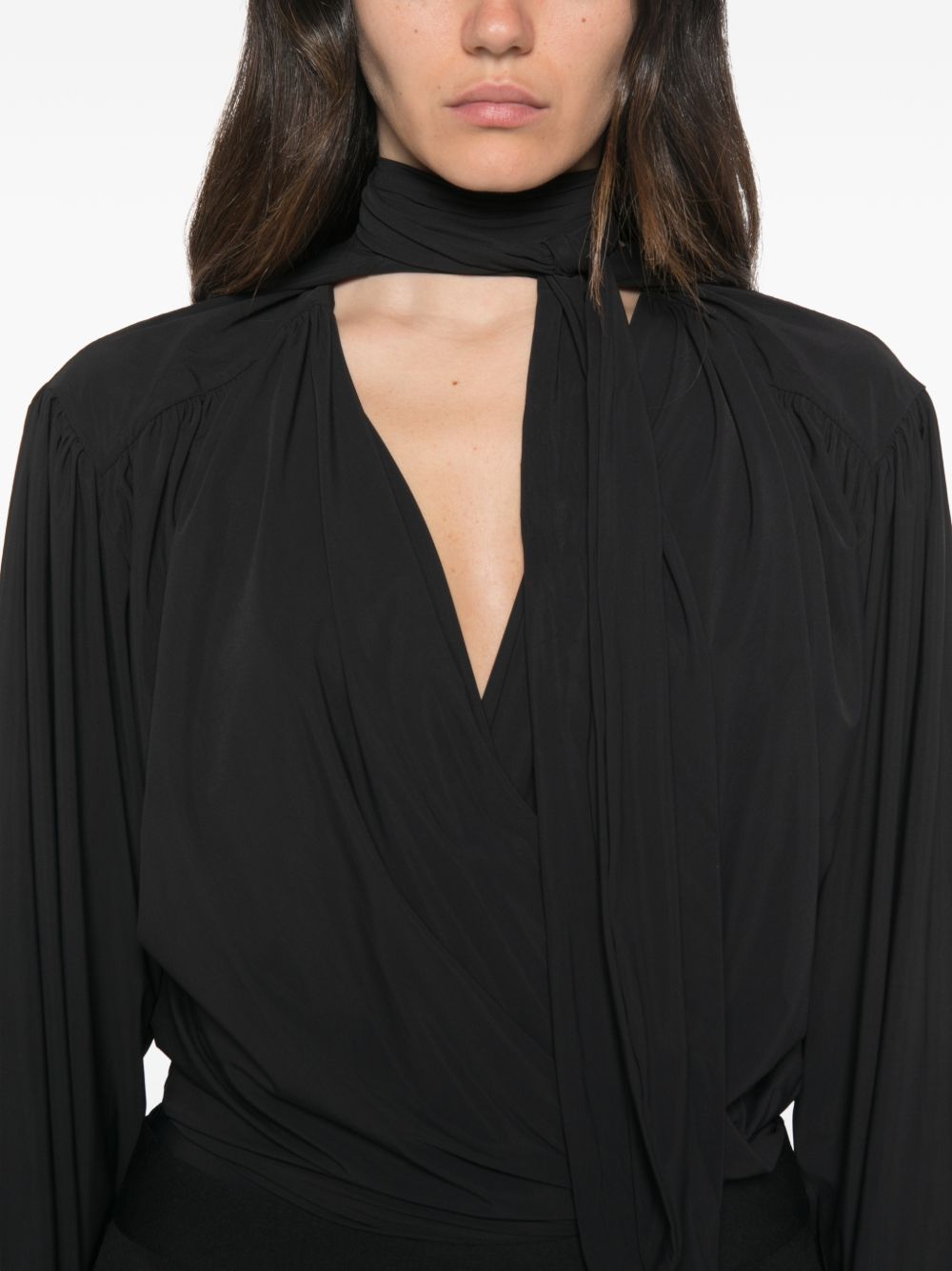 AMAZUIN Body Nero Drappeggiato