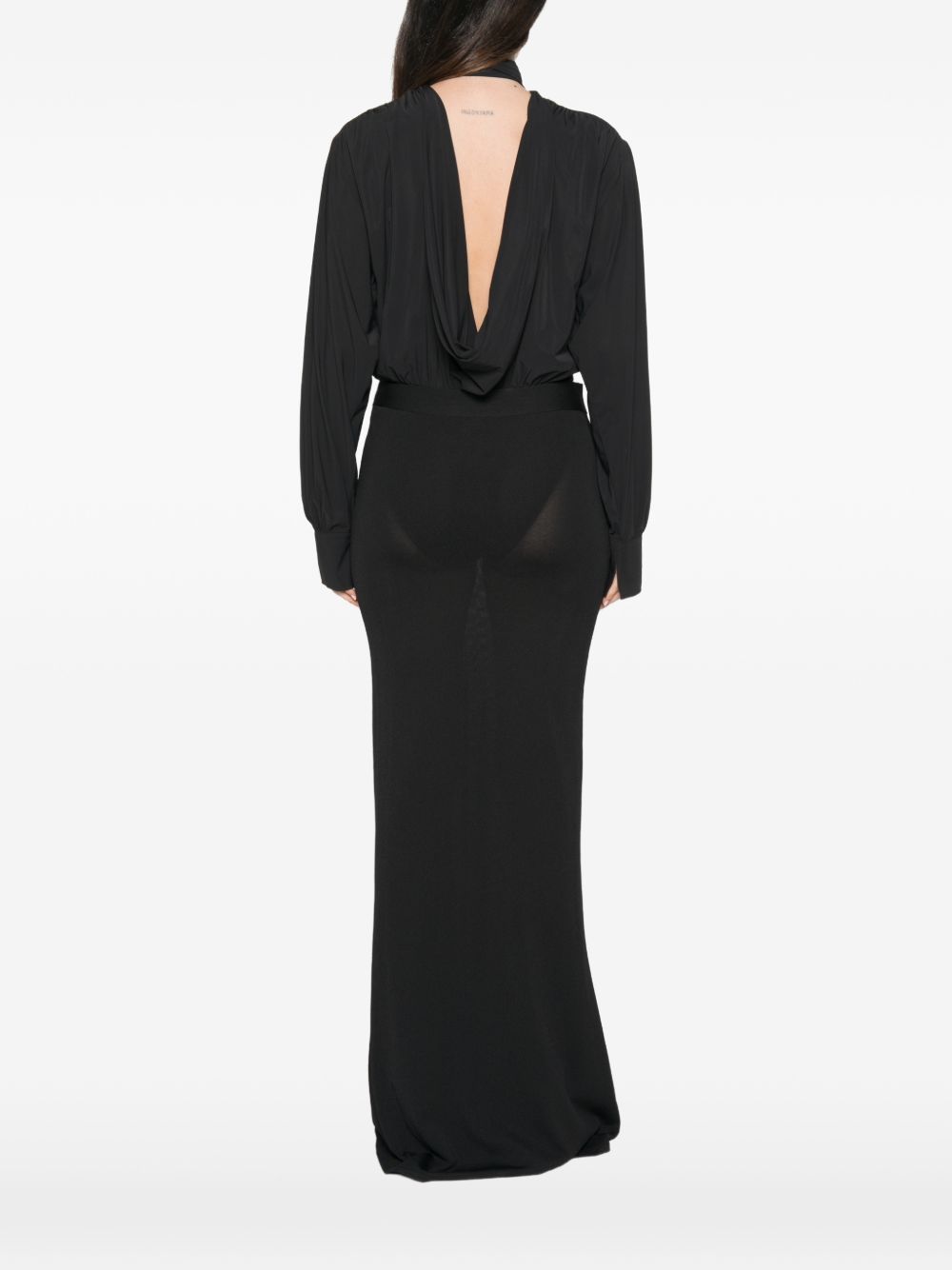 AMAZUIN Body Nero Drappeggiato