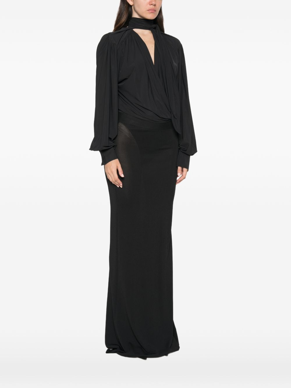 AMAZUIN Body Nero Drappeggiato