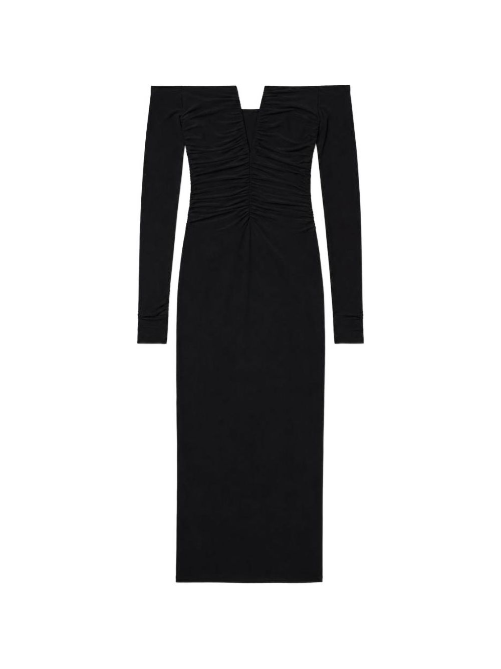 AMAZUIN Abito Midi Nero Drappeggiato