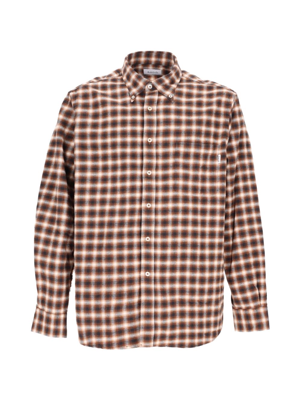 AMISH Camicia America a quadri marrone