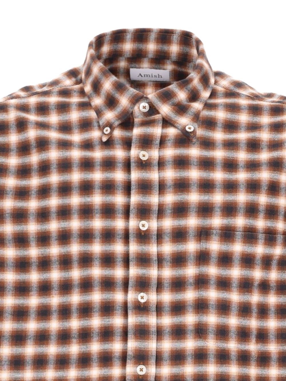 AMISH Camicia America a quadri marrone