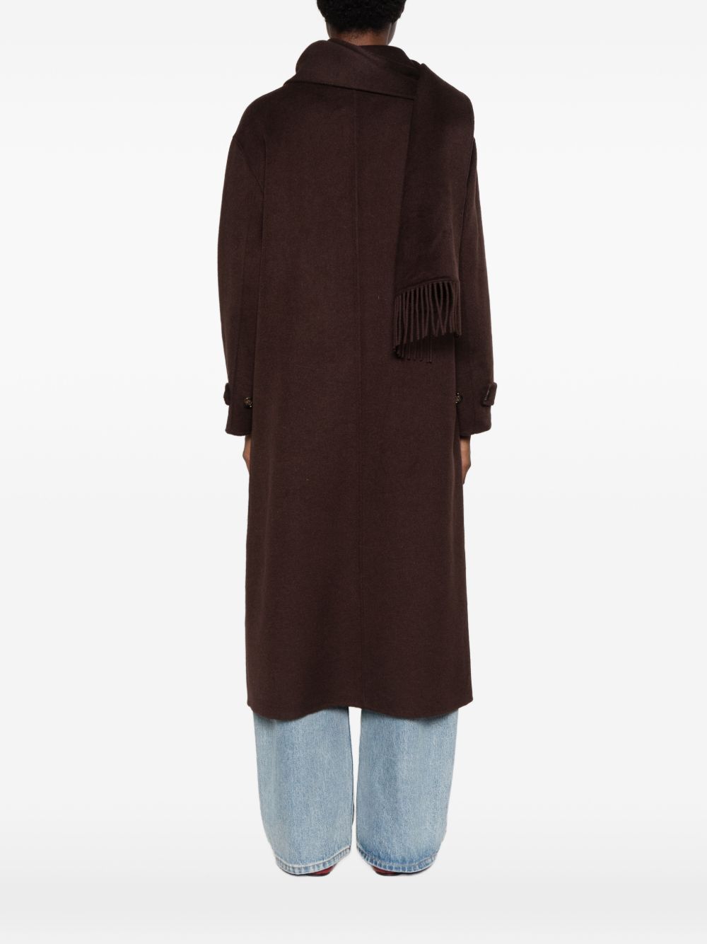 ANFINY Cappotto Penelope in Panno Misto Lana con Sciarpa Rimovibile