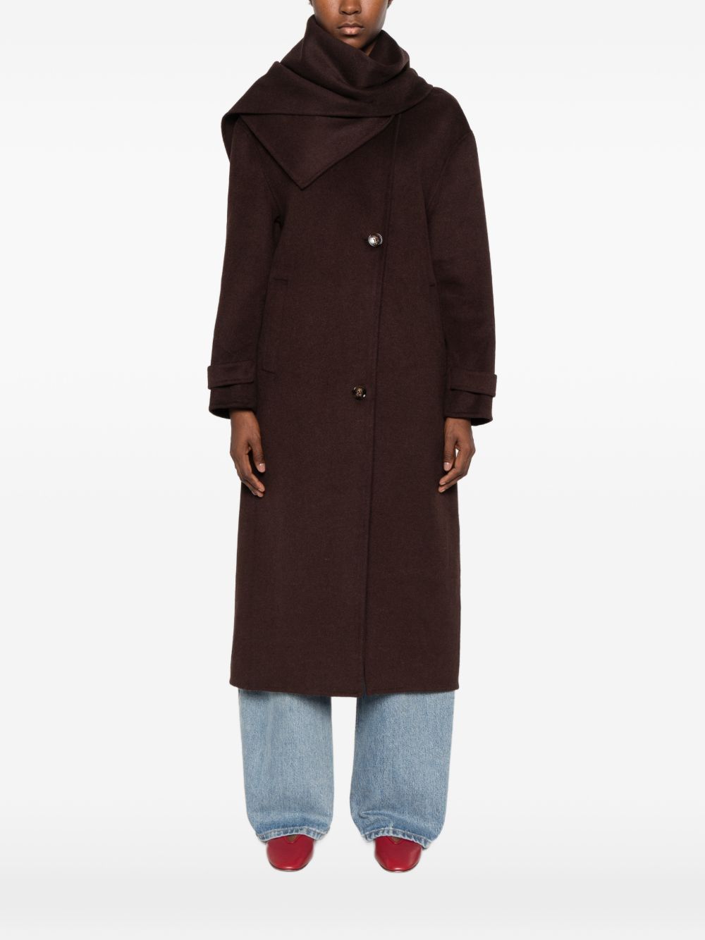 ANFINY Cappotto Penelope in Panno Misto Lana con Sciarpa Rimovibile
