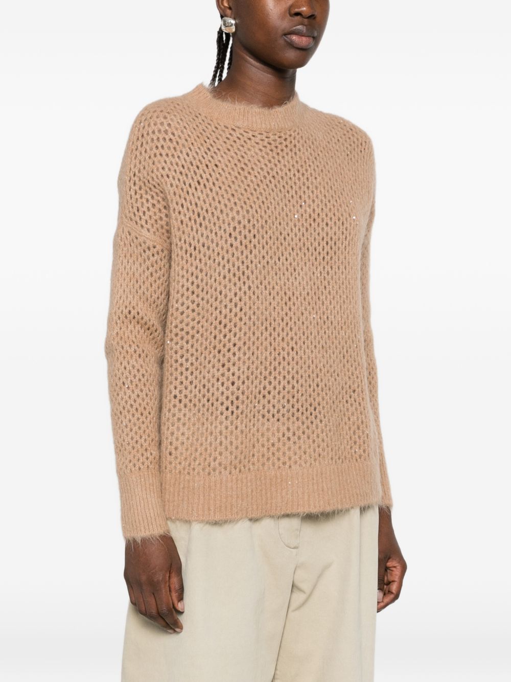 ANTONELLI Maglione traforato color cammello