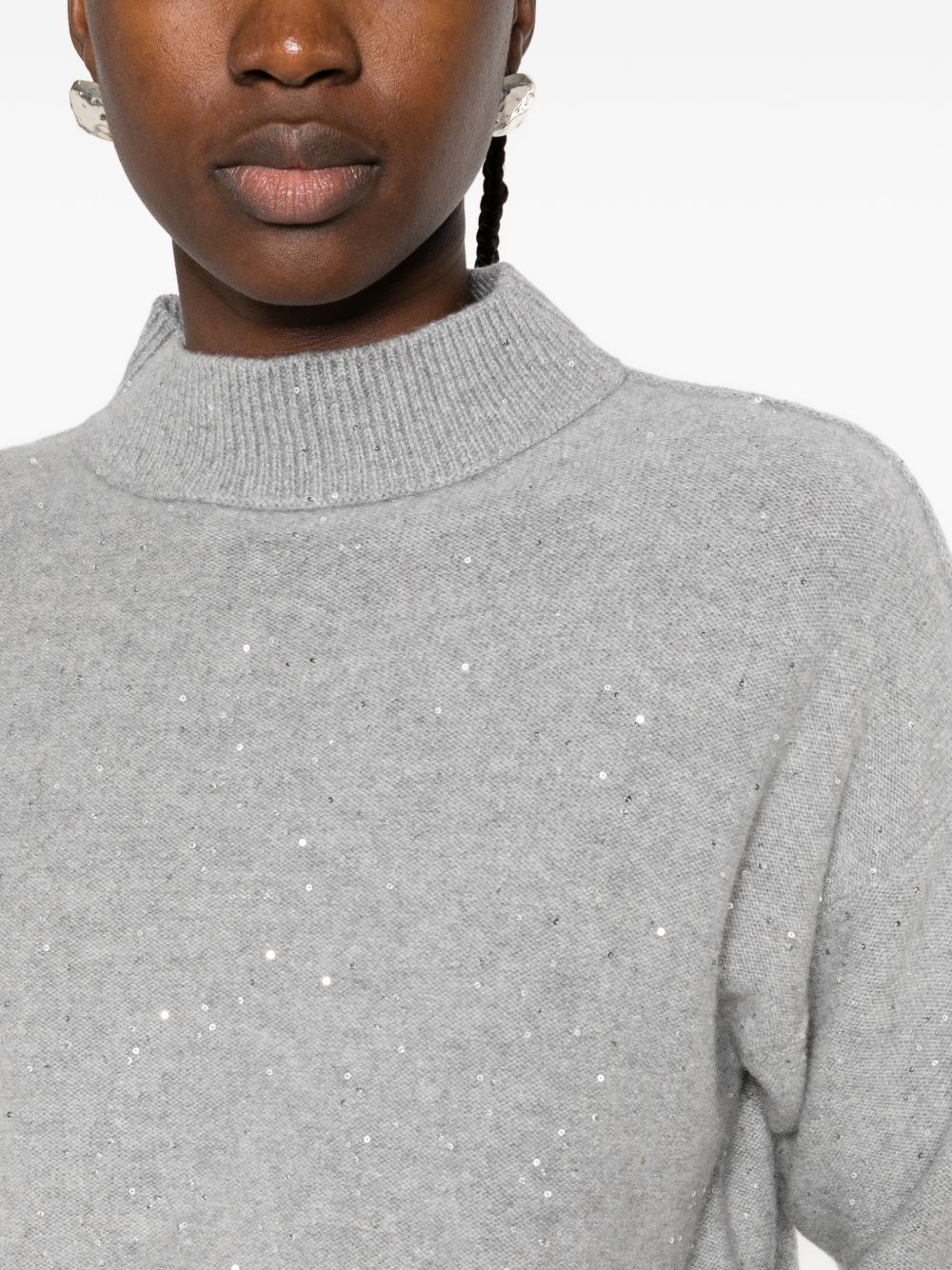 ANTONELLI Maglia grigia California collo mezzo collo in lana misto cashmere