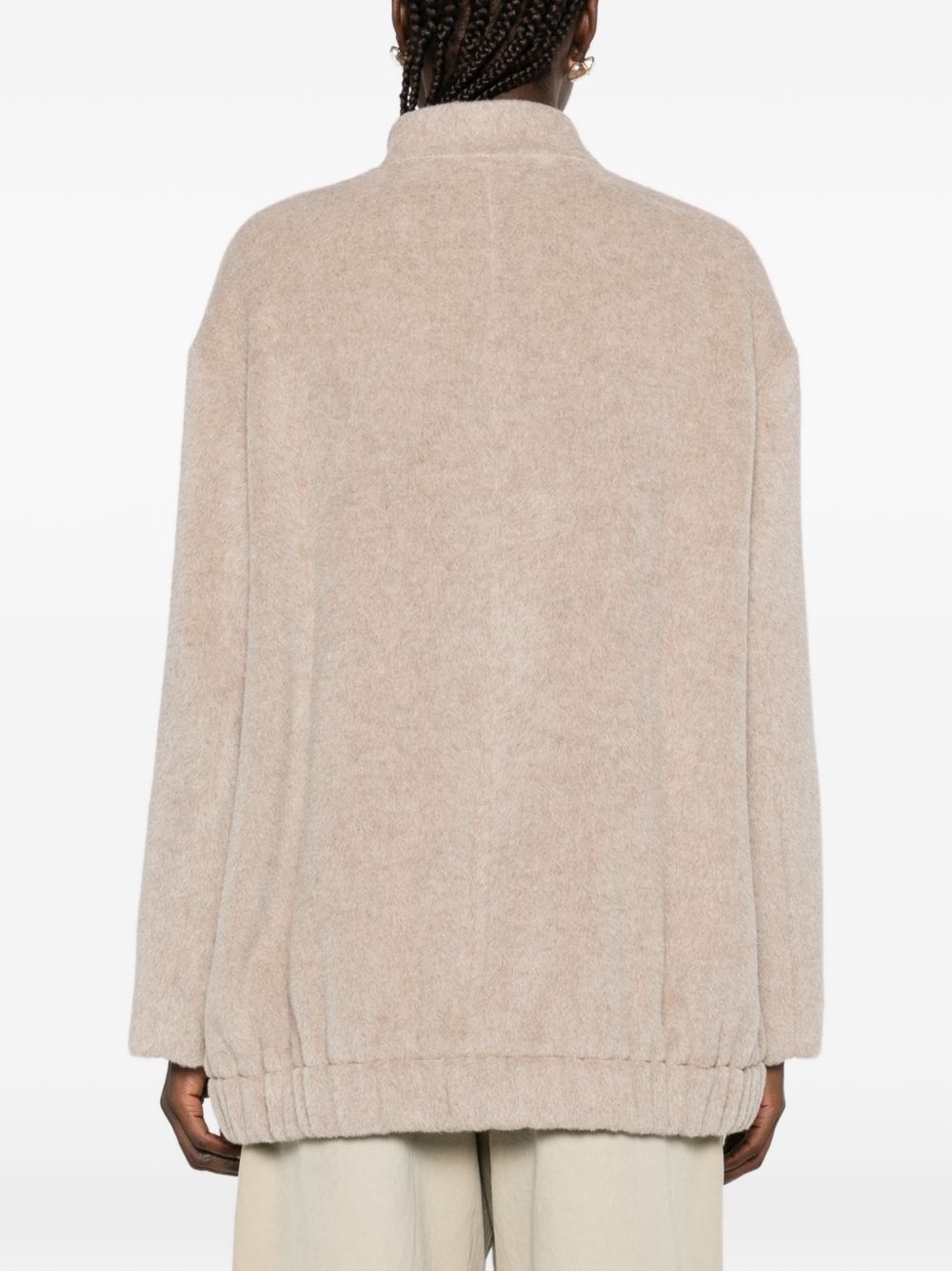 ANTONELLI Bomber Cipresso beige con zip in misto lana
