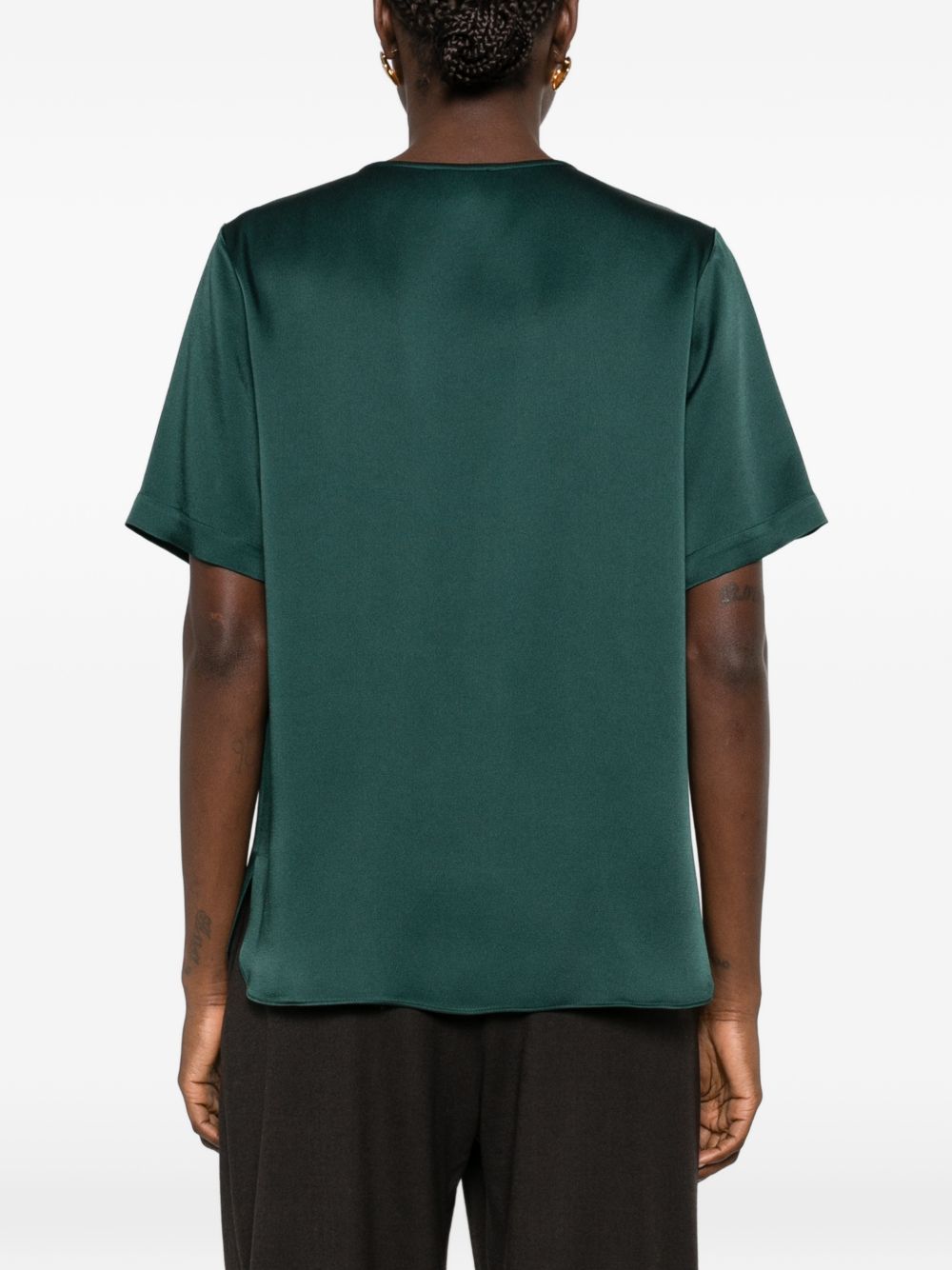 ANTONELLI Top Duchamp verde scuro a maniche corte satinato