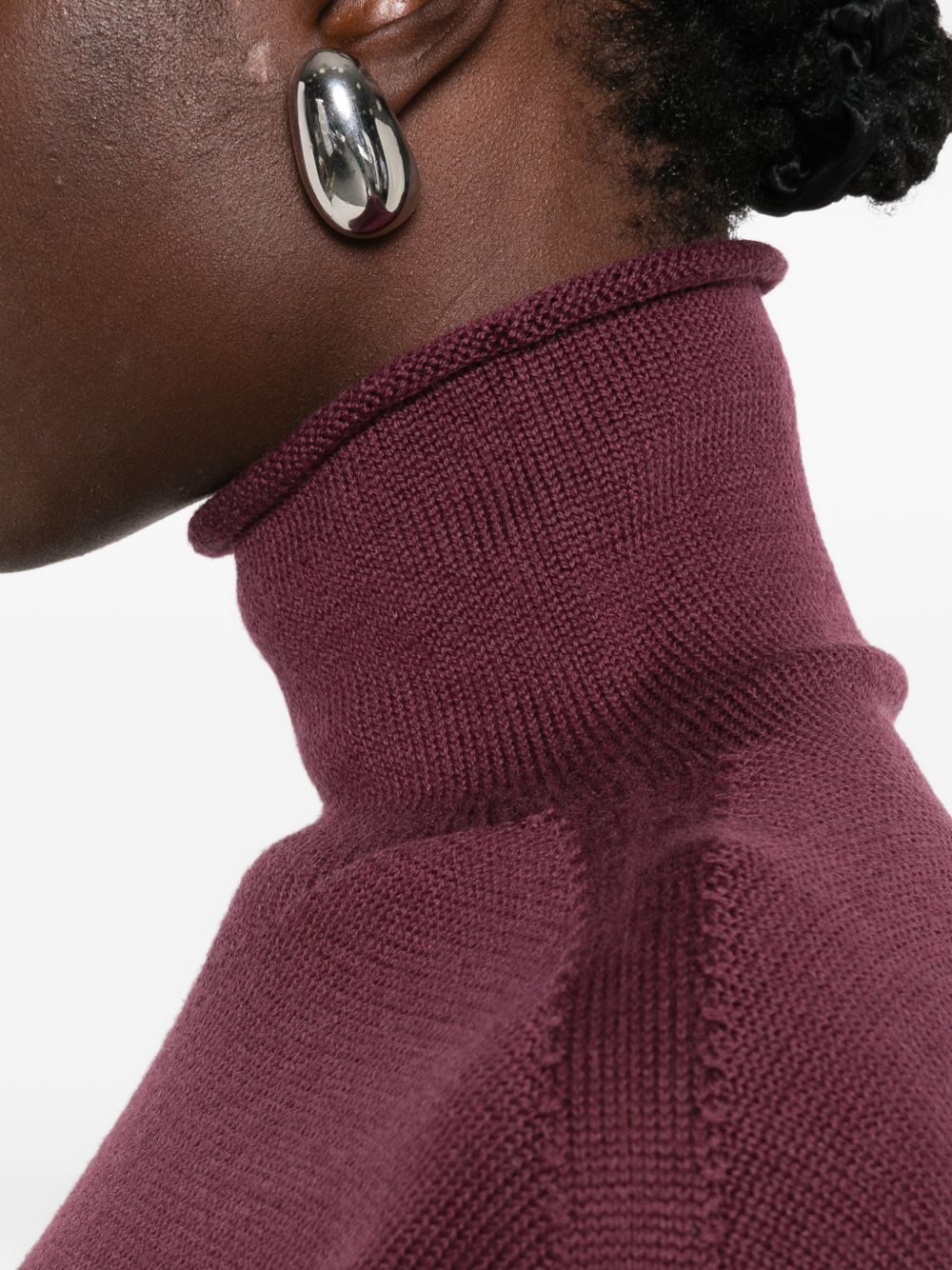 AROVESCIO Maglia color prugna a collo alto in lana