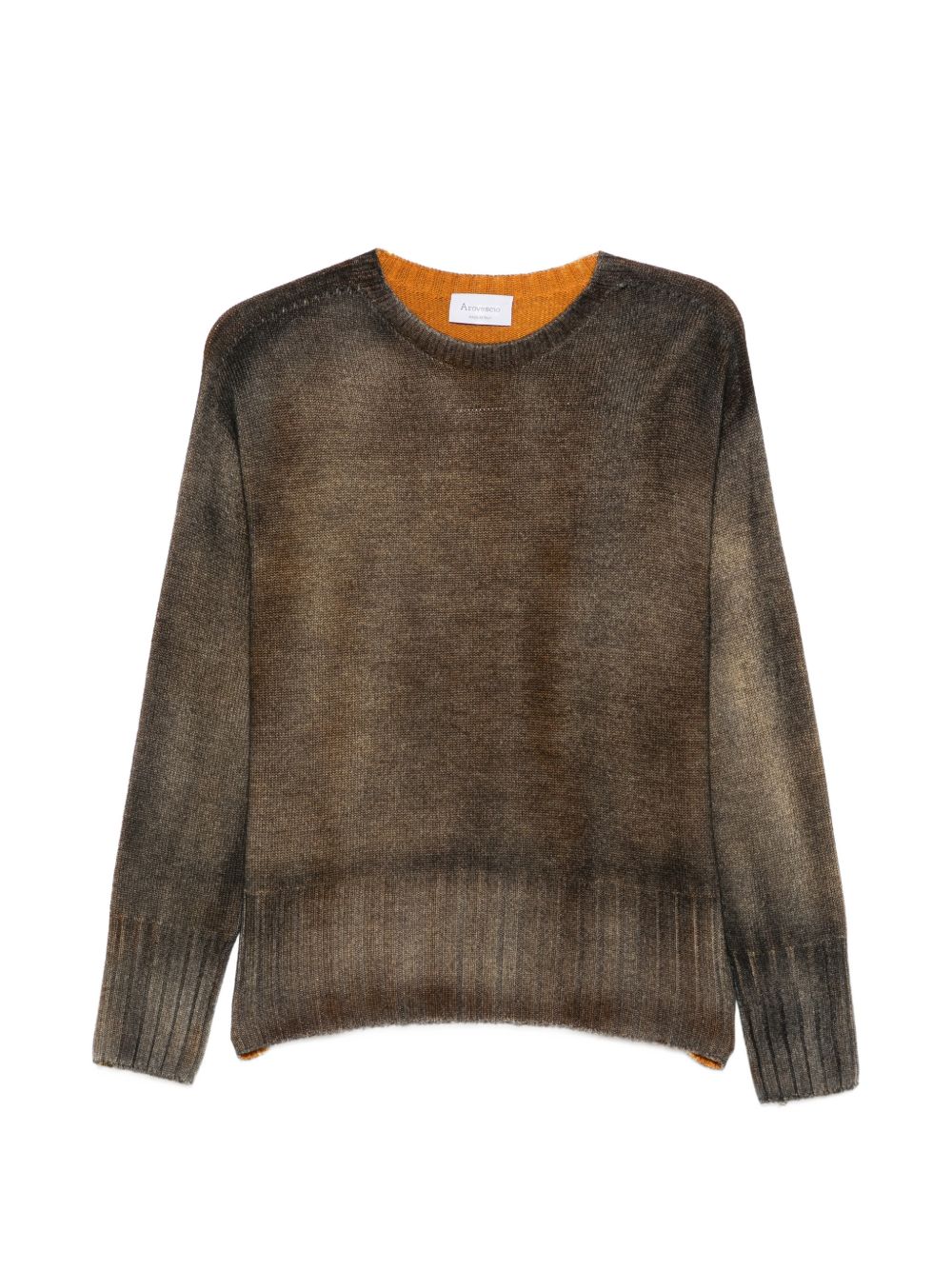 AROVESCIO Maglia marrone effetto washed in lana