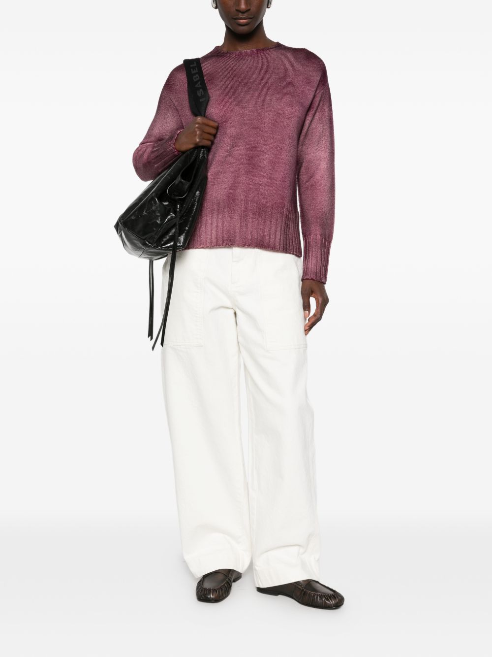 AROVESCIO Maglia bordeaux effetto washed in lana